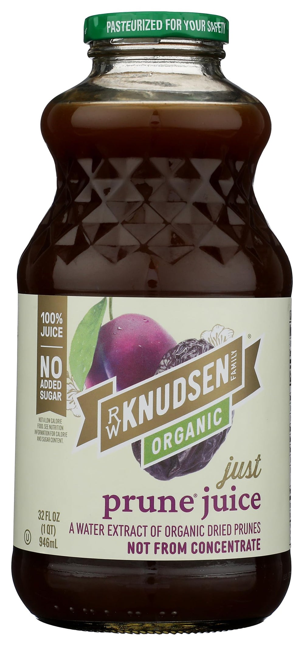 R.W. Knudsen Organic Prune Juice bottle front view for everyday refreshment.