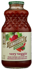 RW Knudsen Very Veggie Juice bottle front label highlights organic ingredients for a clean veggie boost
