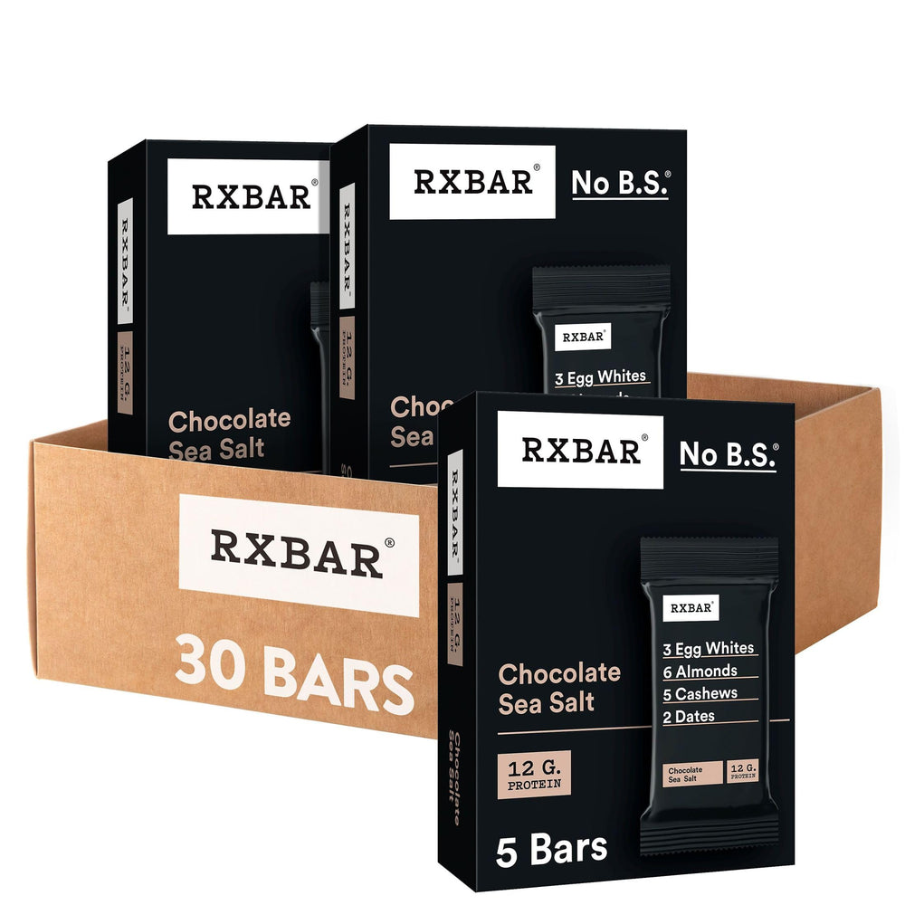 RXBAR Chocolate Sea Salt bar packaging highlights real ingredients for clean snacking on the go