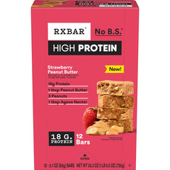 RXBAR High Protein Strawberry Peanut Butter bar packaging on display for on-the-go