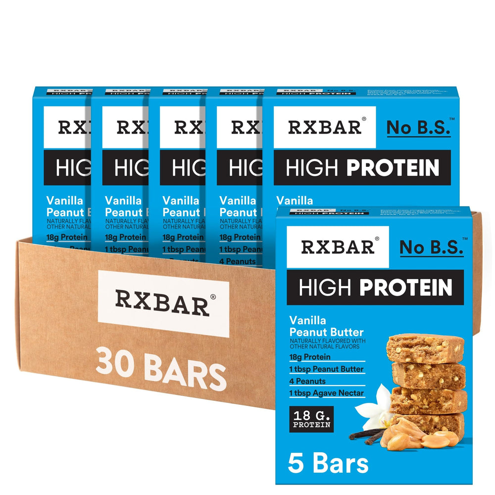 RXBAR High Protein Vanilla Peanut Butter bar front box — gluten-free protein snack