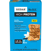 RXBAR High Protein Vanilla Peanut Butter bar box shown as gluten-free protein snack for on-the-go