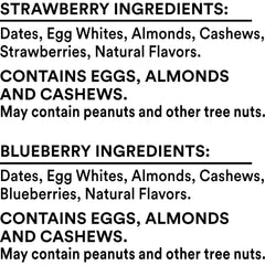 Close-up of RXBAR Minis ingredients: egg whites, almonds, cashews, dates