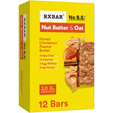 RXBAR Nut Butter and Oat Bar closeup highlighting simple ingredients and protein-rich profile.