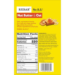 RXBAR Nut Butter and Oat Bar ingredients spotlight oats, peanuts, honey.