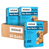 RXBAR Nut Butter and Oat Blueberry Cashew Butter bars packaging shown for on-the-go snacking.