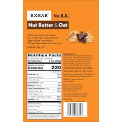 RXBAR Nut Butter and Oat bar closeup; visible oats, dark chocolate, and protein-packed bite.