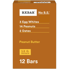 RXBAR Peanut Butter bar box front highlighting real ingredients for a quick protein snack