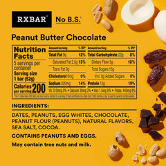 RXBAR Peanut Butter Chocolate bar nutrition panel highlighting protein content