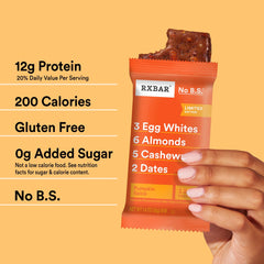 RXBAR Pumpkin Spice ingredients close-up showing egg whites and nuts for clean protein.