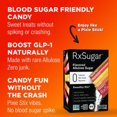 RxSugar Swealthy Stix fruit punch stick pack for convenient flavor.