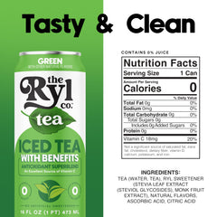 Ryl Co Iced Tea Green can front shows zero-sugar, low-carb refreshment