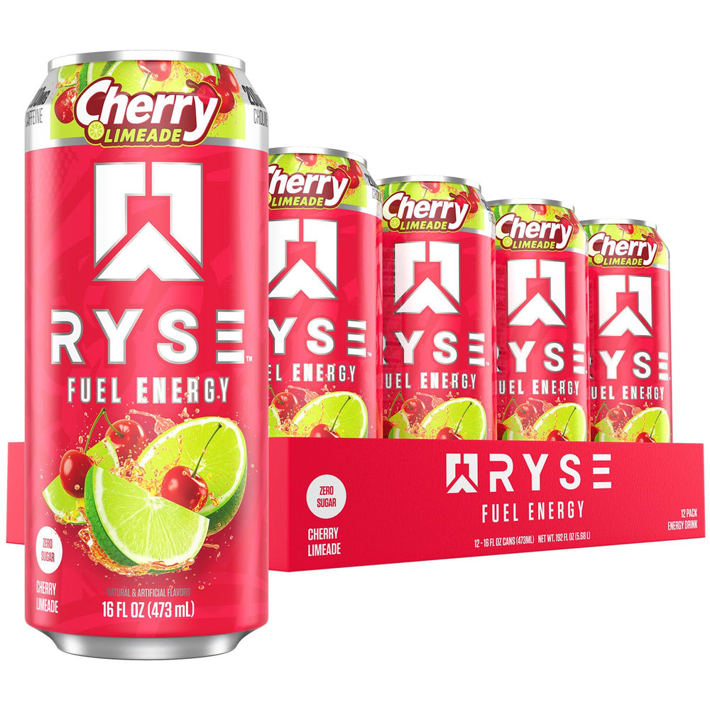 RYSE Fuel Cherry Limeade can on desk boosts quick focus and energy
