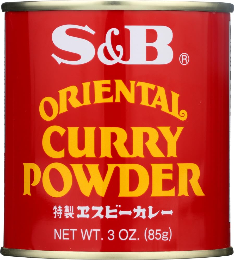 S&B Oriental curry powder on front can, ideal for easy Japanese curry at home.