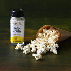 Sabatino Tartufi Truffle Zest & Cheese Seasoning ingredients closeup highlights truffle and pecorino.