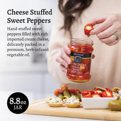 Tipsy Tapas peppers hand-stuffed with cheese for elegant hors d'oeuvres.