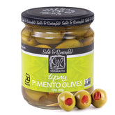 Sable & Rosenfeld vermouth tipsy pimento olives jar as premium cocktail garnish