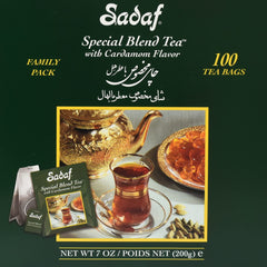 Sadaf Cardamom tea bags in foil wrap preserve freshness and aroma.