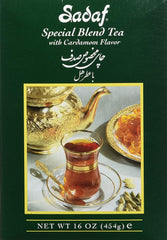 Sadaf Cardamom Tea box front view highlighting premium blend.