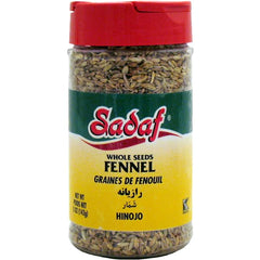 Sadaf fennel seeds bottle with shaker top for precise seasoning in soups and stews.