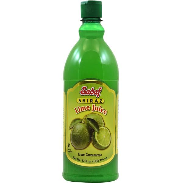Sadaf Lime Juice Concentrate bottle adds bright tartness to dressings and marinades.