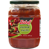 Sadaf Mild Pepper Paste jar front view shows versatile flavor for sauces and marinades.