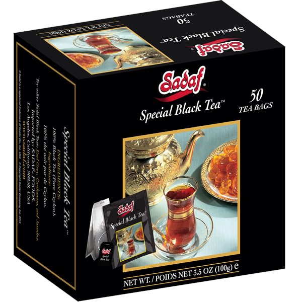 Sadaf Special Black Tea Bags in a box for easy pantry storage and quick brews.
