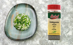 Sadaf Tarragon bottle with shaker top, easy to sprinkle into poultry and seafood dishes.