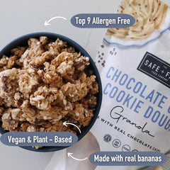 Safe + Fair gluten-free allergen-free label indicating safe choice.