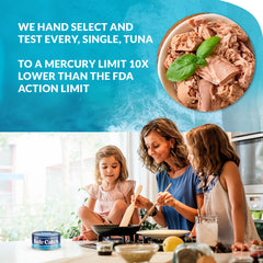 Safe Catch mercury-low label on tuna highlights strict purity testing