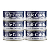 Safe Catch Wild Albacore Tuna can with front label, high-protein meal option.