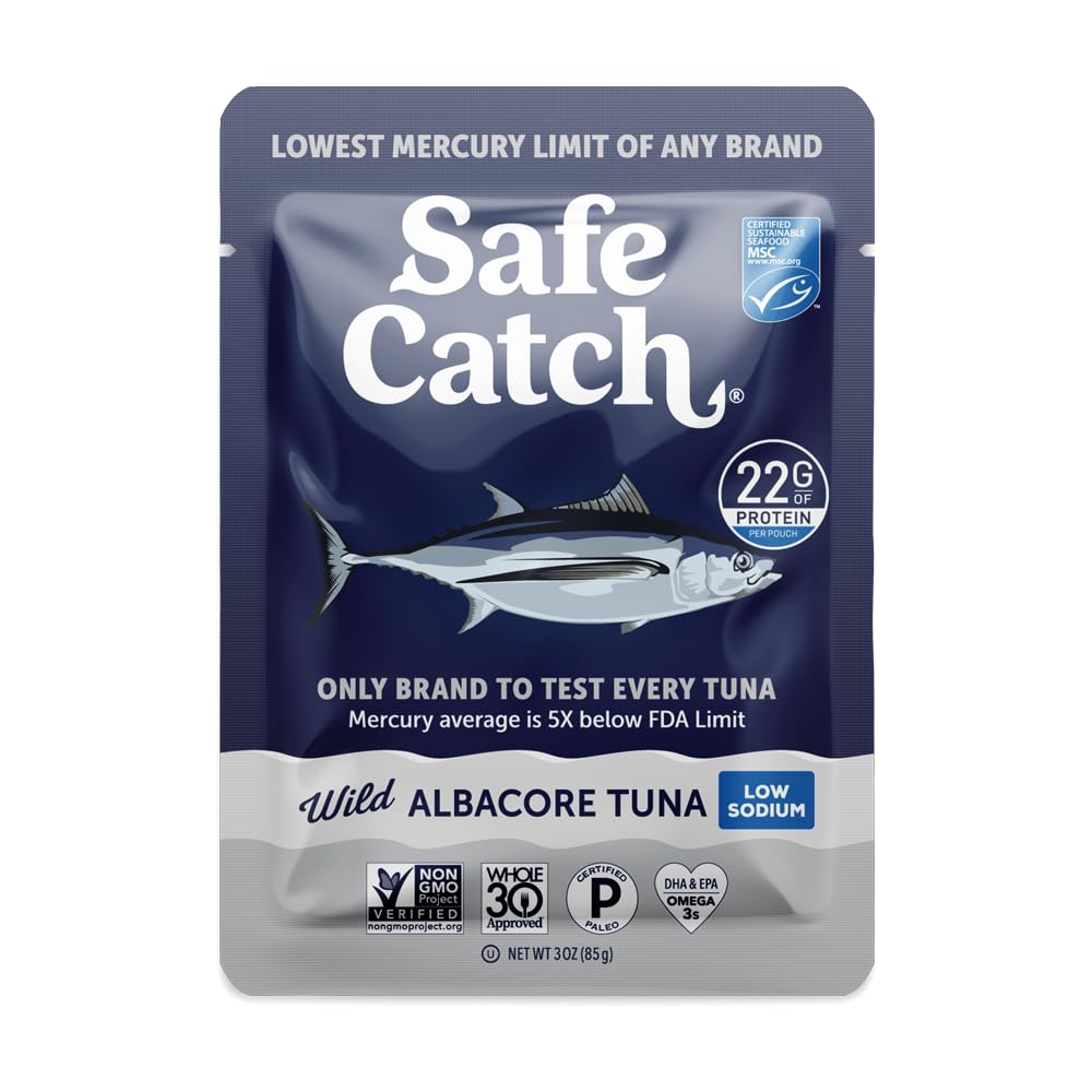Safe Catch Wild Albacore Tuna Pouch with low sodium for flavorful meals.