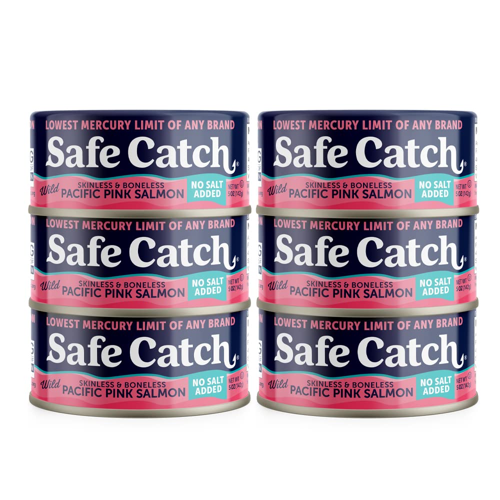 Safe Catch wild pacific pink salmon can with skinless filets for quick meals