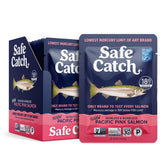 Safe Catch salmon pouch packaging on shelf, convenient protein option.
