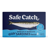 Safe Catch wild sardines can close-up, protein-packed pantry staple.