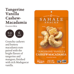Close-up of Sahale Snacks glazed nuts with tangerine and mango flavors.