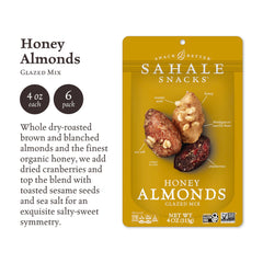 Sahale Snacks Honey Almonds Glazed Mix 4oz pack, resealable for freshness