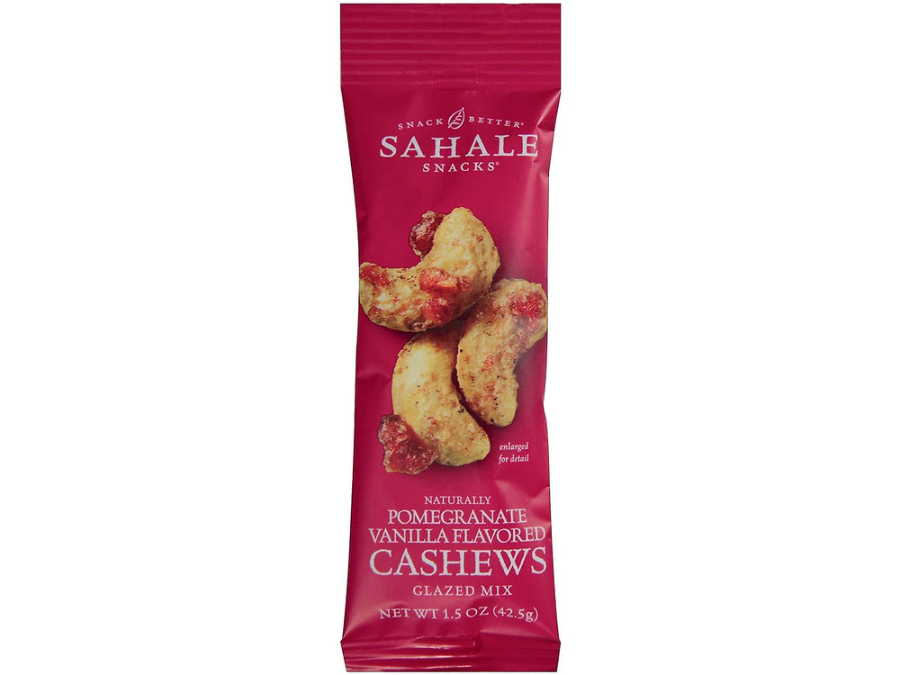Sahale Snacks Nut Mix with Pmgrnt&Vnlla in bag, convenient on-the-go snack