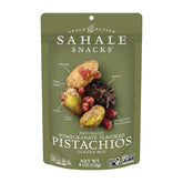 Sahale Snacks Pomegranate Flavored Pistachios Glazed Mix bag front, ideal for on-the-go snacking