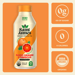 Saint James Iced Tea aluminum packaging highlights freshness and sustainability.