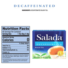 Salada decaffeinated black tea bags ideal for hot or iced tea.