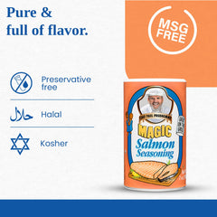 Salmon Magic packaging two-pack emphasizes convenient pantry prep.