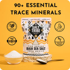 Hand-harvested Baja Sea Salt from Salt Tribe on the shoreline.