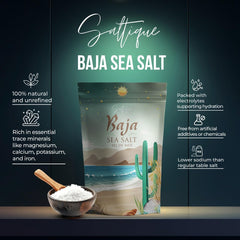 Saltique Baja Sea Salt kitchen-ready crystals on counter for finishing