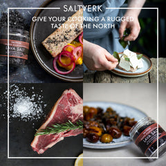 Saltverk Arctic Thyme Sea Salt jar adds herbal brightness to seafood.