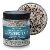Saltverk Sea Salt with Seaweed flakes ready for gourmet seasoning and umami depth.
