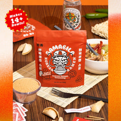 Re-sealable pouch keeps SAMABILA seasoning fresh for quick ramen prep