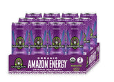 Sambazon Organic Amazon Energy can on table, highlighting plant-based caffeine lift.