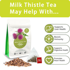 Steeping SAMCCI Milk Thistle Tea Bags in a cup reveals earthy, caffeine-free flavor