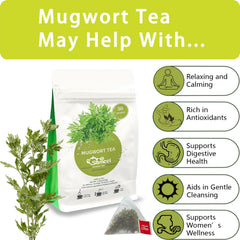 Samcci Mugwort Tea Bag close-up highlighting natural leaves and relaxing aroma